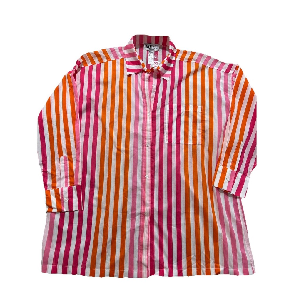 NEW Beach Riot Alexa Top Womens Petite‎ Large White Striped Sunset Long Sleeve - Picture 2 of 7